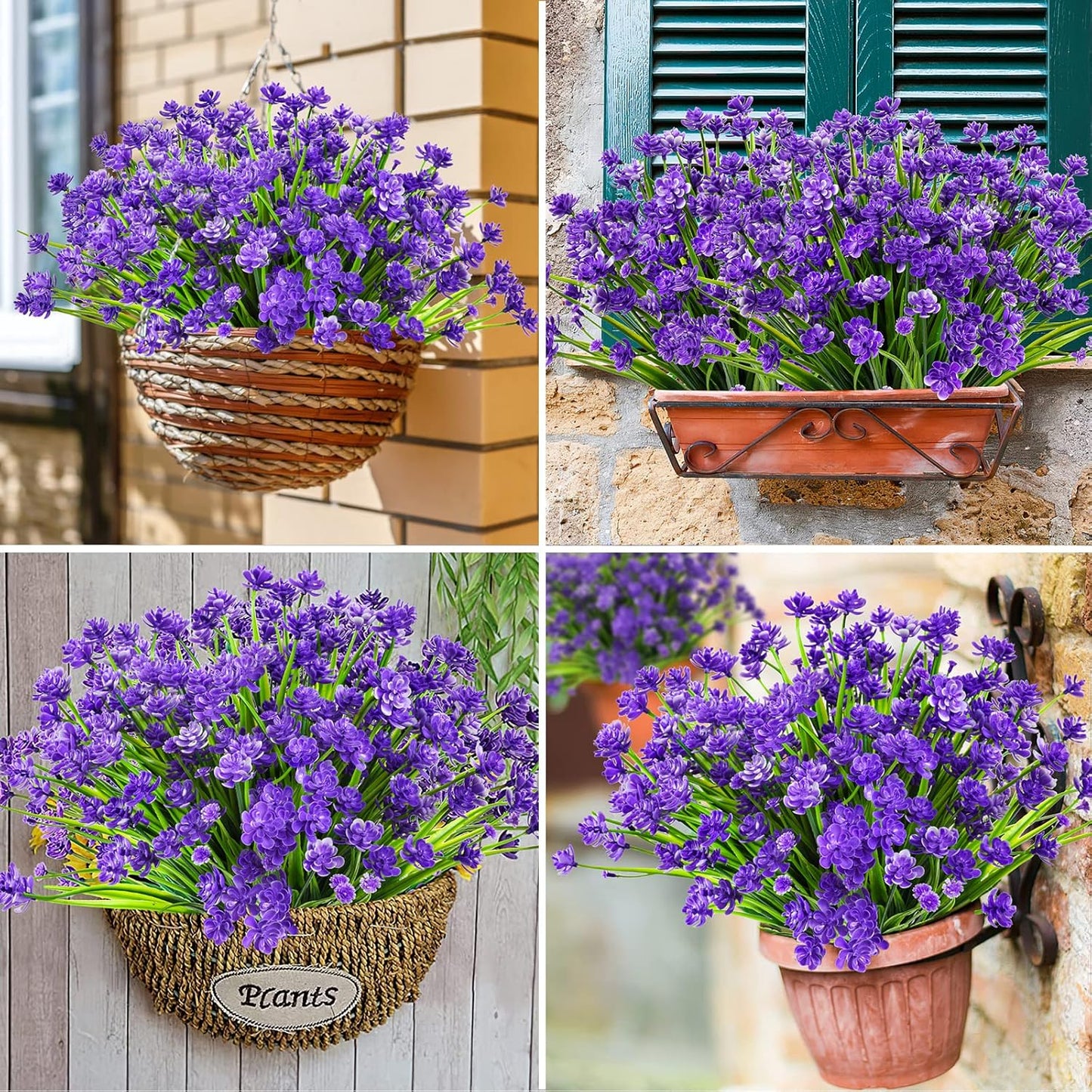 AmyHomie 20 Bundles Artificial Flowers for Outdoor Outside Spring Summer Decoration UV Resistant Faux Flowers No Fade Fake Plastic Plants Garden Porch Window Box Decorating