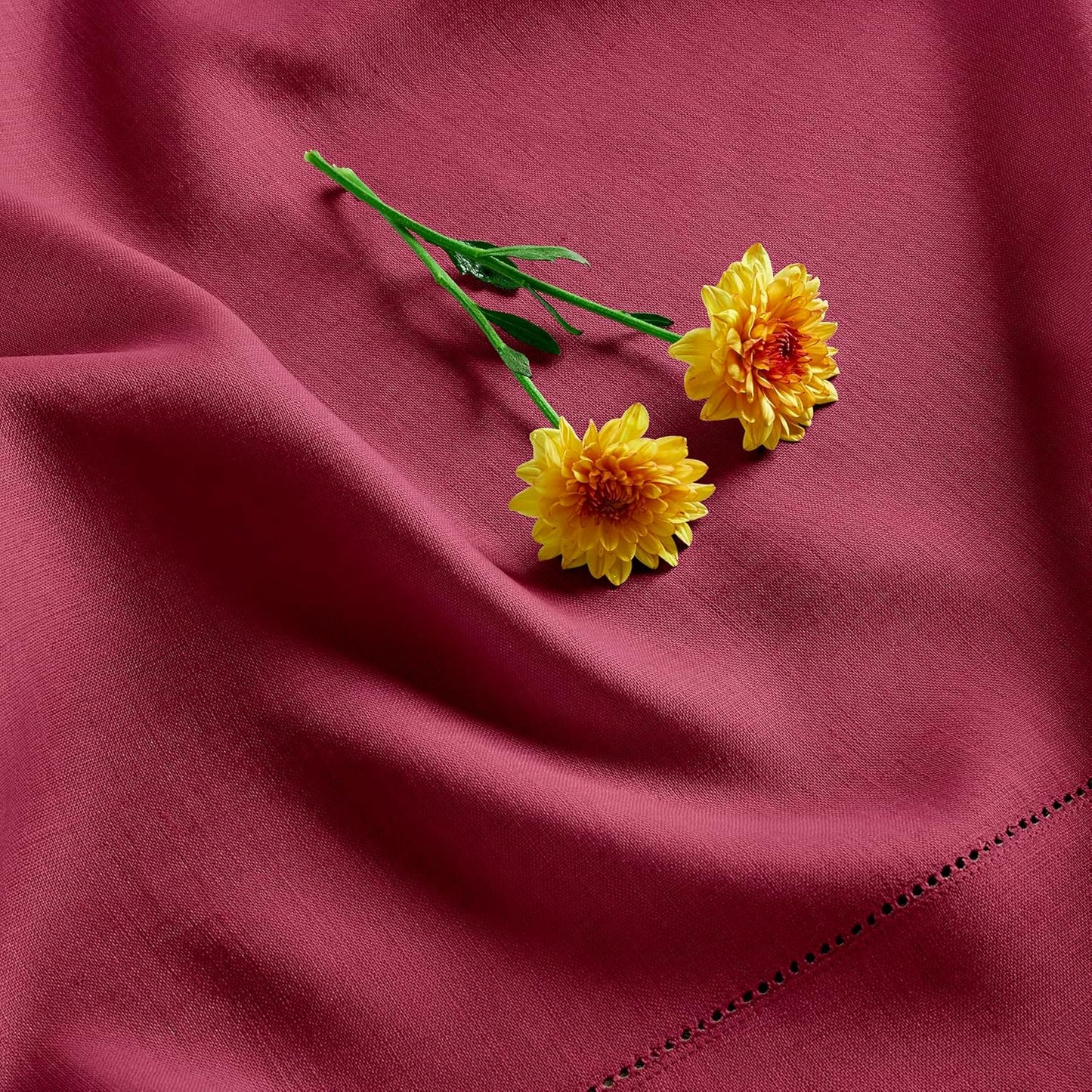 Solino Home Linen Beet Tablecloth 60 x 132 Inch - Classic Hemstitch, 100% Pure Linen Rectangular Tablecloth - Machine Washable Table Cloth for Fall, Autumn, Thanksgiving