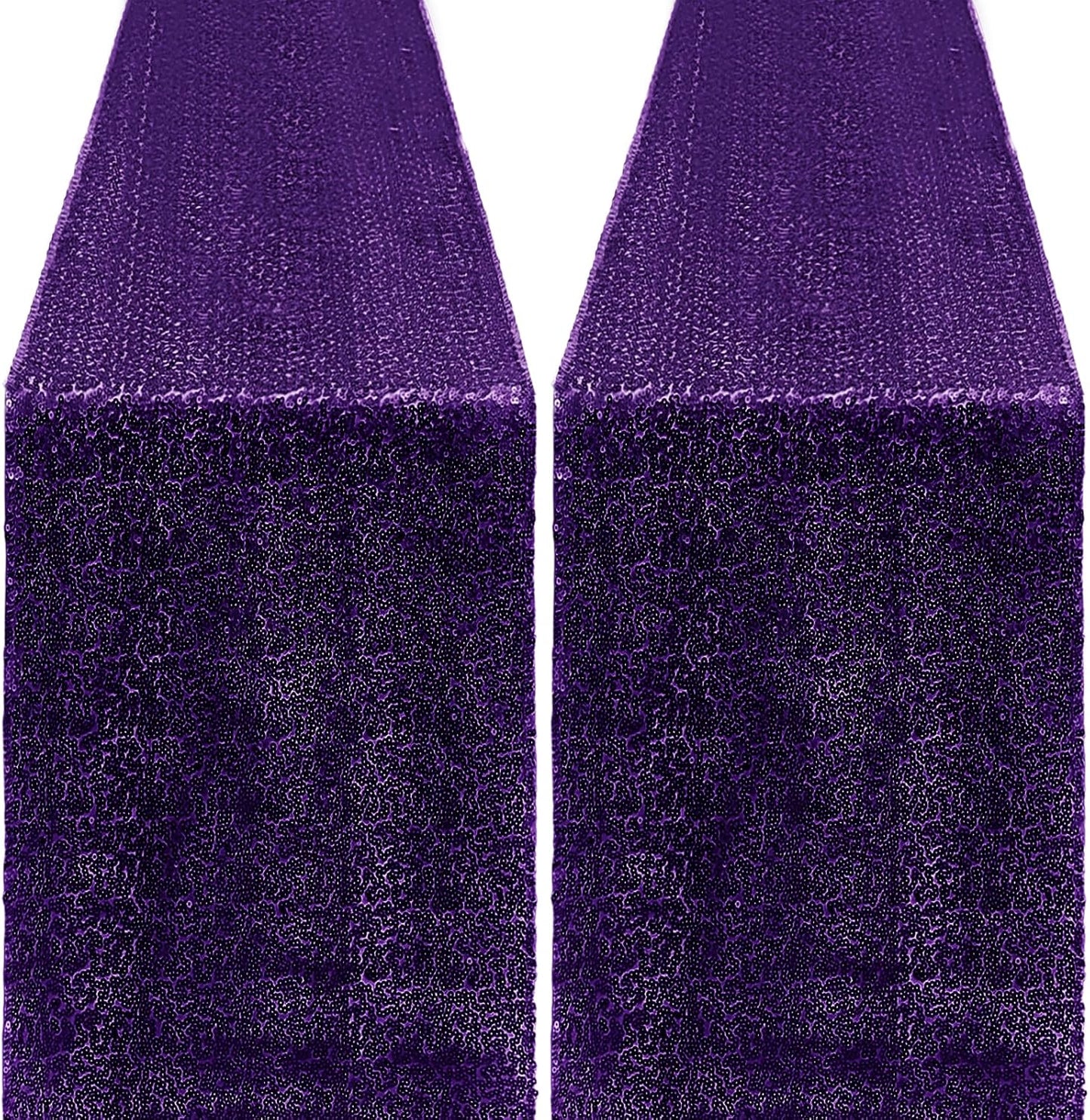 2 Packs 12 x 72 inches Sequin Table Runner, Purple Glitter Table Runner for Birthday Party Supplies Wedding Engagement Baby Shower Holiday Celebration Event Decorations