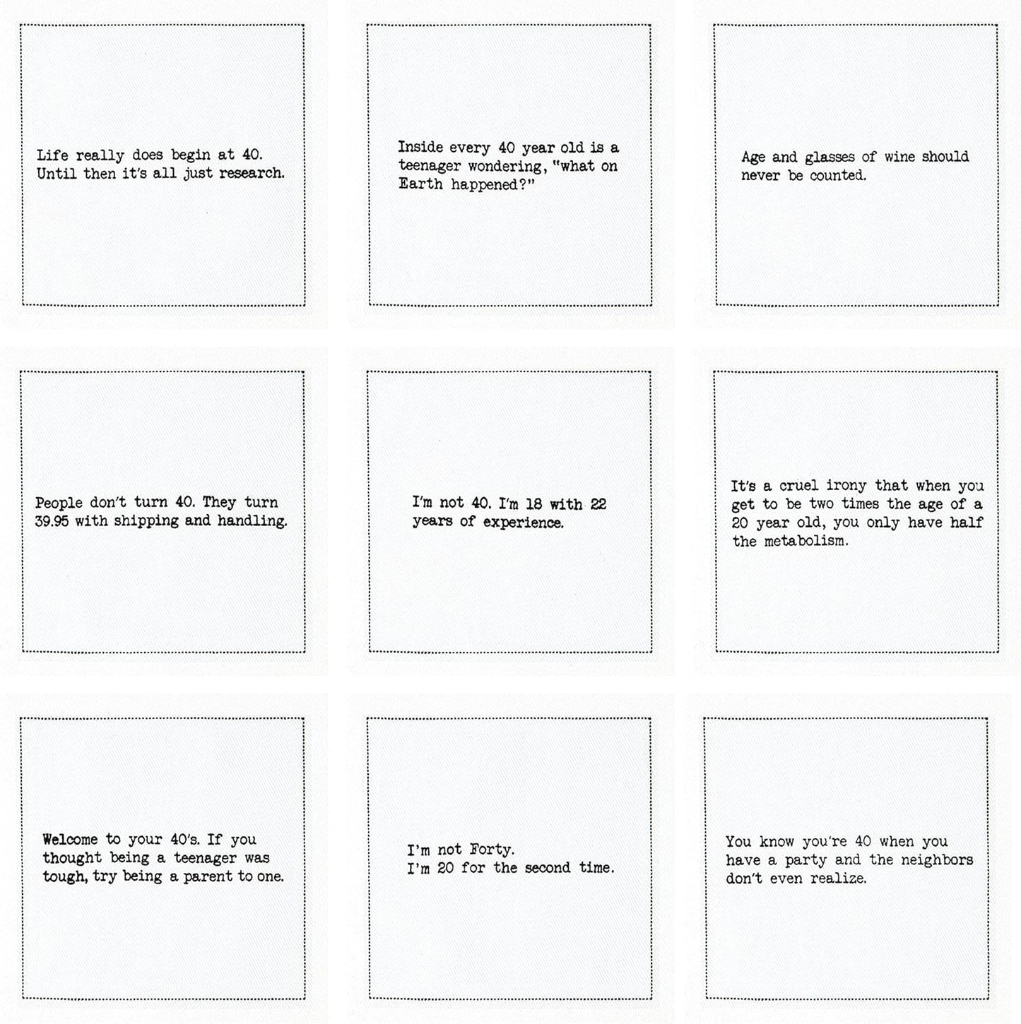 Five Star Napkins 40th Birthday Quotes White Cotton Cocktail Napkins, Beverage Napkins, Bar Napkins, Cloth Napkins, Party Napkins, Events, Holidays, Weddings, Birthdays, Disposable, 4.5" x 4.5"- (50x)