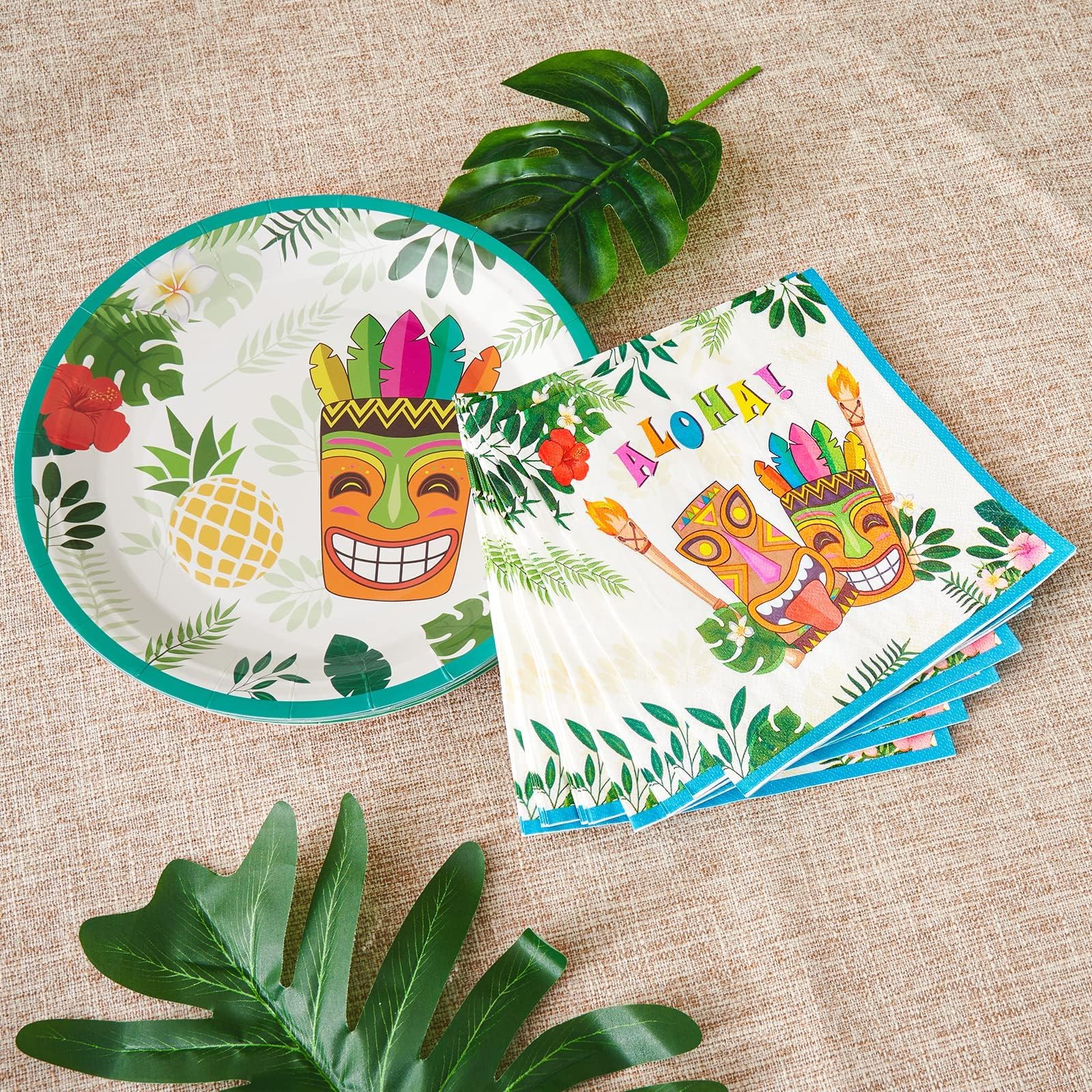 WERNNSAI 50 PCS Hawaiian Paper Napkins for Tropical Party Decorations
