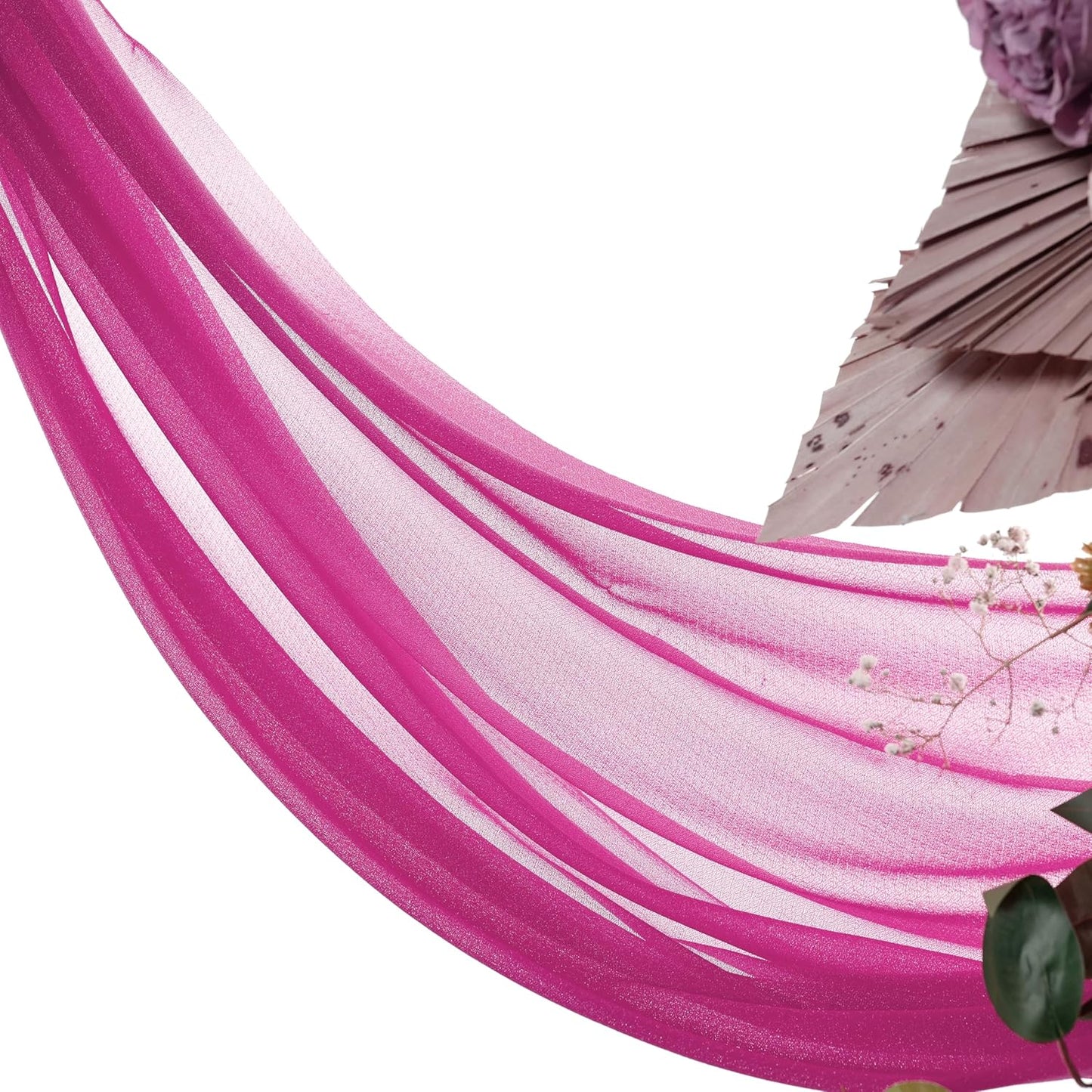VDS Pack of 2 Panel (30 Inch X 50 Feet) Wedding Arch Draping Fabric Sheer Chiffon Fabric Drapery for Wedding Ceremony Reception Swag Backdrop Canopy Chuppah ARBO Altars Decoration (Magenta)