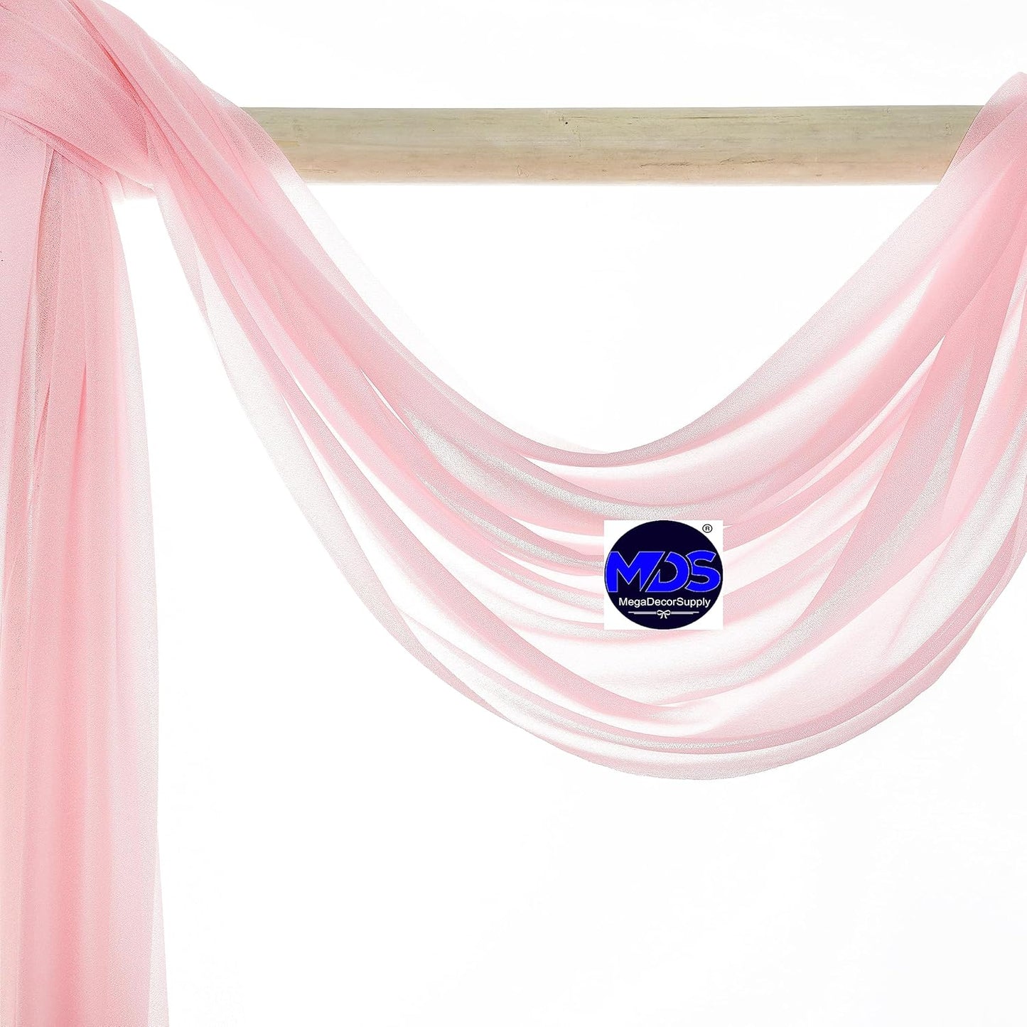 MDS Halloween Chiffon Draping Fabric - 1 Panel, 30" Wide x 75ft Long - Sheer Spooky Arbor & Canopy Drapery for Haunted House Backdrops, Party Ceilings, DIY Costumes & Themed Events - Blush Pink