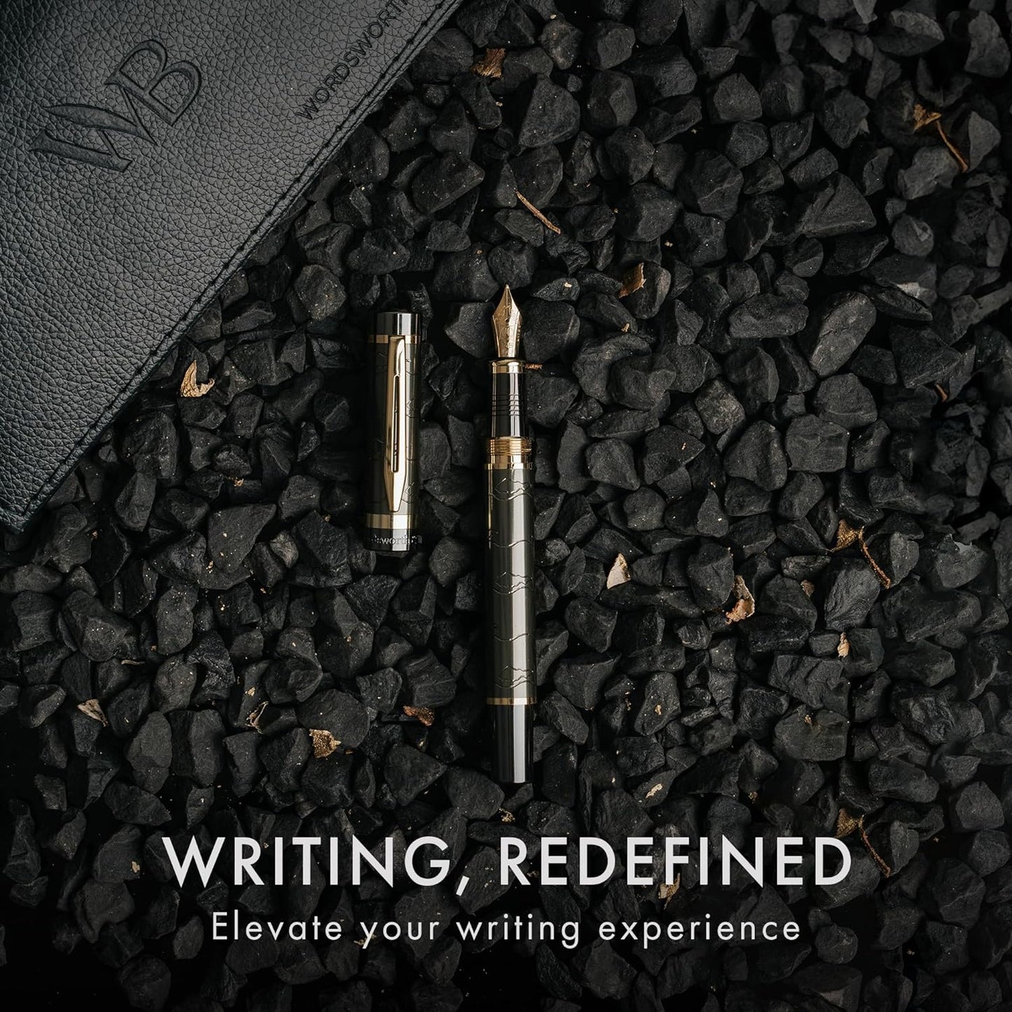 Wordsworth & Black Primori Fountain Pen Set [Gunmetal Gold]; Medium Nib, Gift Case, 24 Ink Cartridges, Refill Converter, Manual; Journaling, Calligraphy, Smooth Writing Pens; Left and Right Handed