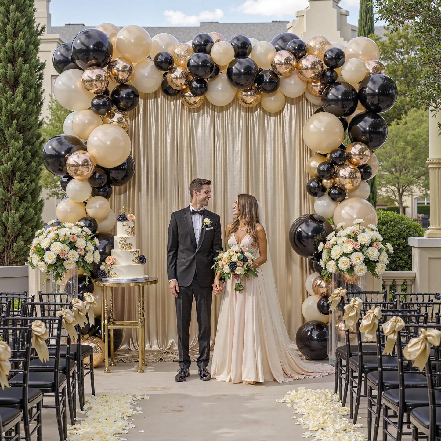 20x10ft Thick Champagne Glitter Backdrop Curtain Panels for Parties, Wrinkle Free Sequin Sparking Photo Backdrop Drapes, 4 Panels 5x10ft Shimmer Back Drop Cloth for Wedding Birthday Photography