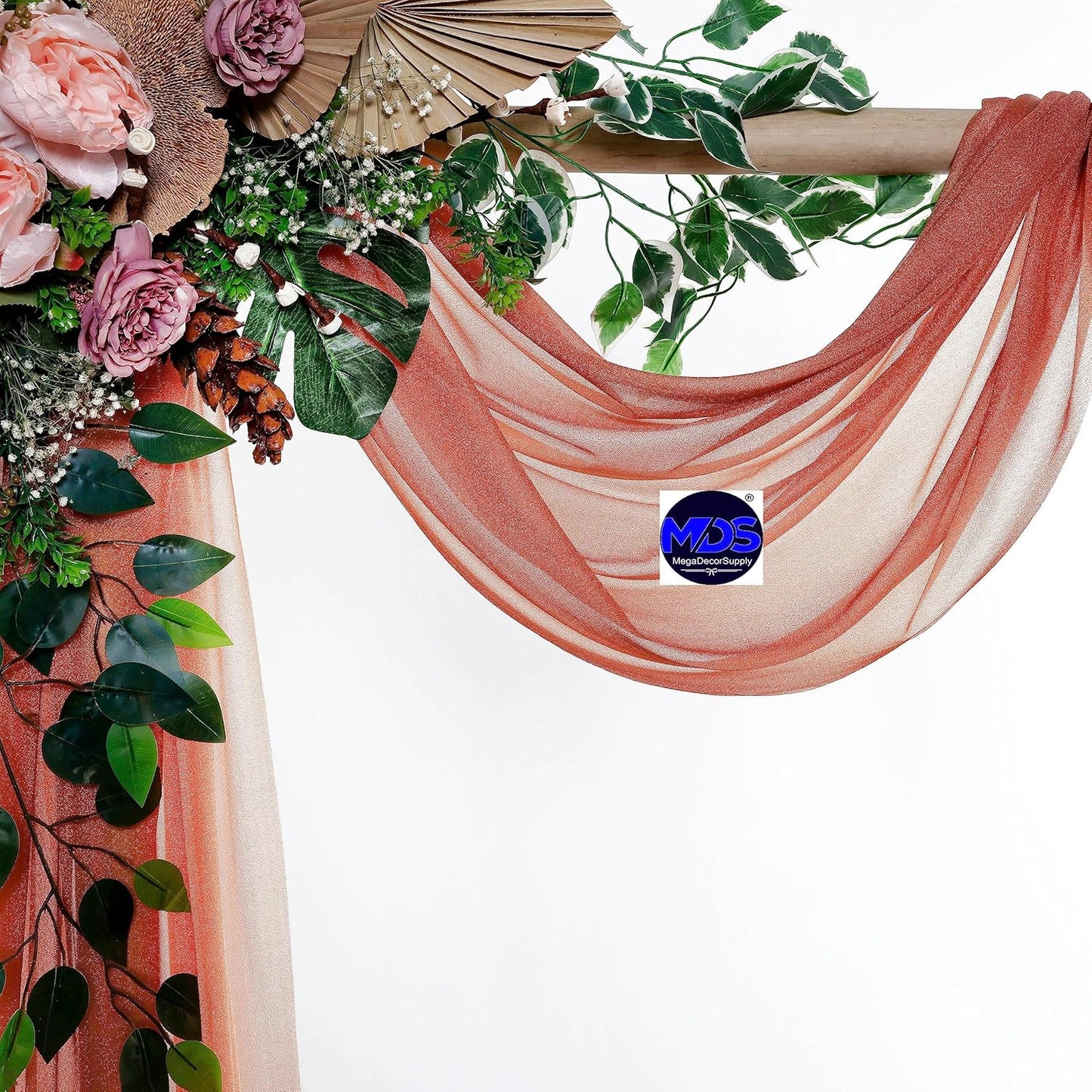 MDS Halloween Chiffon Draping Fabric - 1 Panel, 30" Wide x 75ft Long - Sheer Spooky Arbor & Canopy Drapery for Haunted House Backdrops, Party Ceilings, DIY Costumes & Themed Events - Terracotta