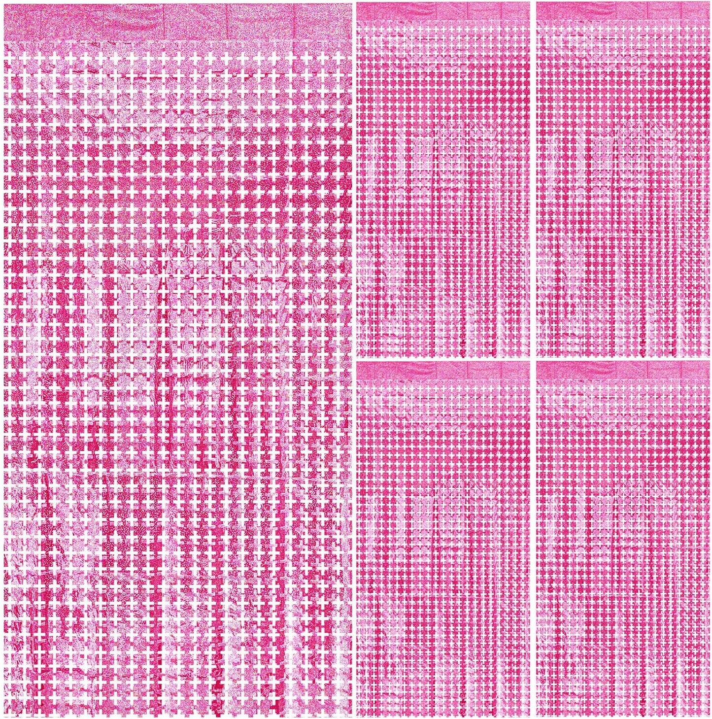 Pink Easter Decorations 5pcs Glitter Foil Fringe Curtain Party Decor Photo Booth Backdrop Streamers for Halloween, Christmas, Birthday, Birthday, Wedding Party Decorations