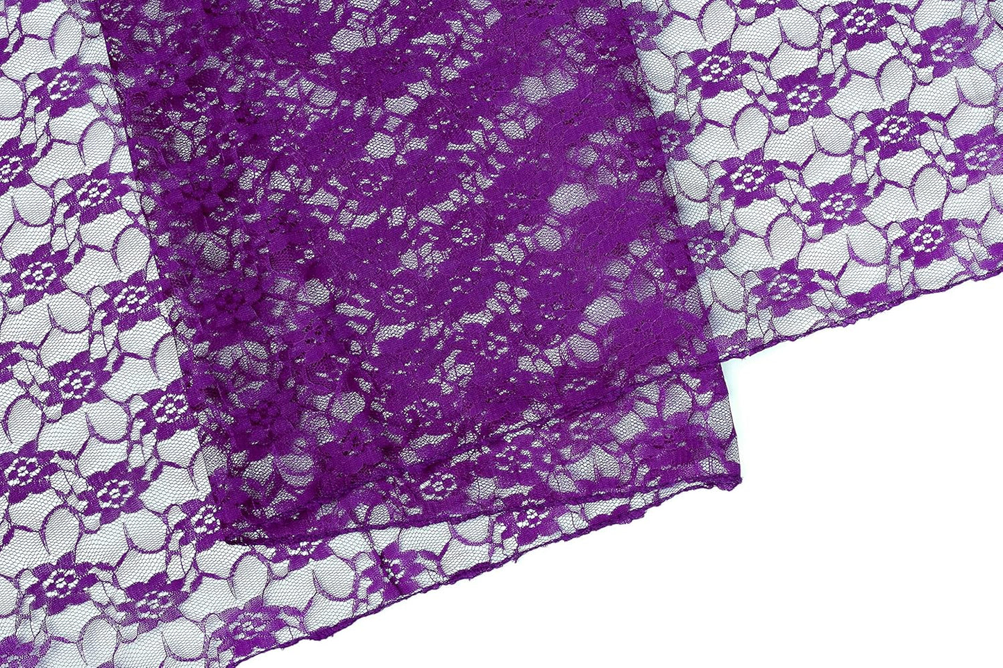 MDS Pack of 15 Wedding 12 x 108 inches Lace Table Runner for Wedding, Decorations for Birthday Parties, Banquets, Graduations, Engagements, and Runners fit Rectangle, Round Table- Purple