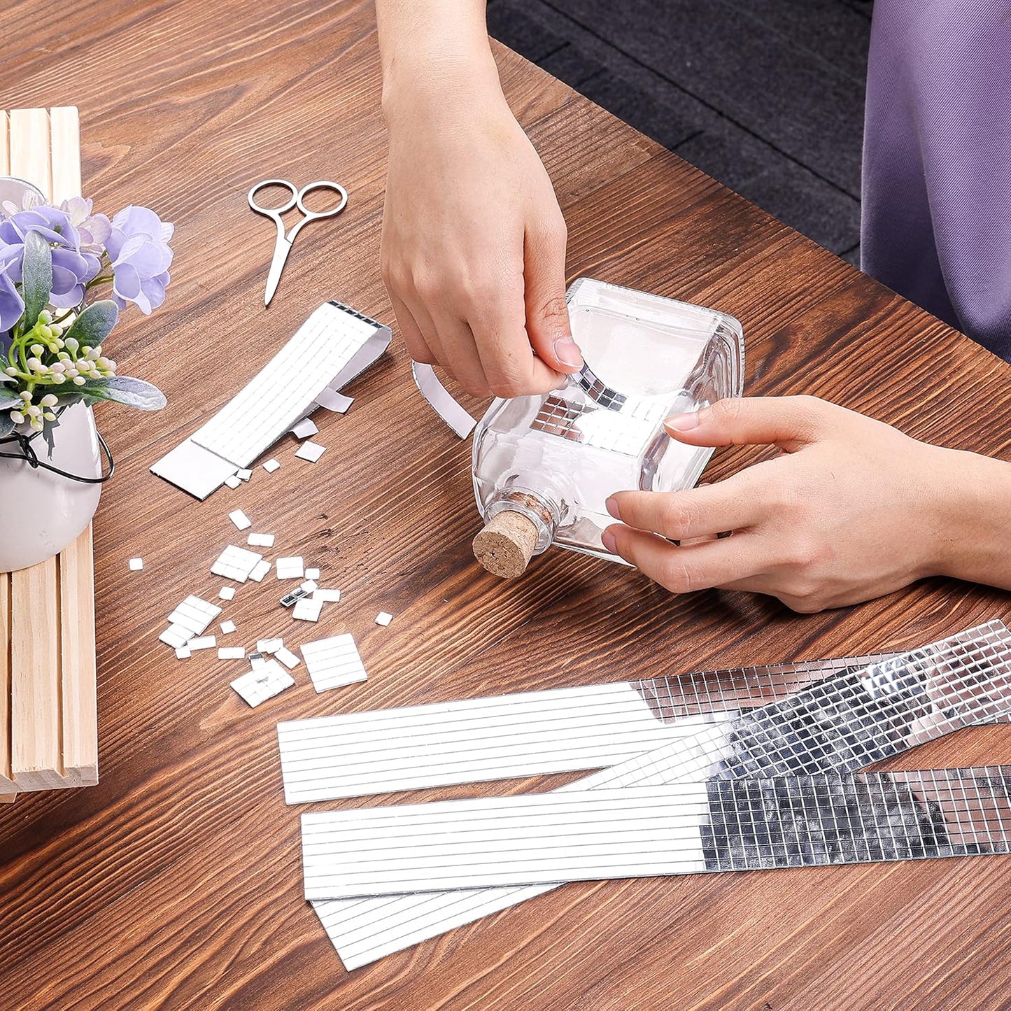 PP OPOUNT 4720 PCS Disco Ball Tiles, 5 x 5 mm Self-Adhesive Mirror Tiles for DIY Disco Balls, Mini Glass Tiles for Art Collage, Indoor Outdoor Craft Decoration(Silver)