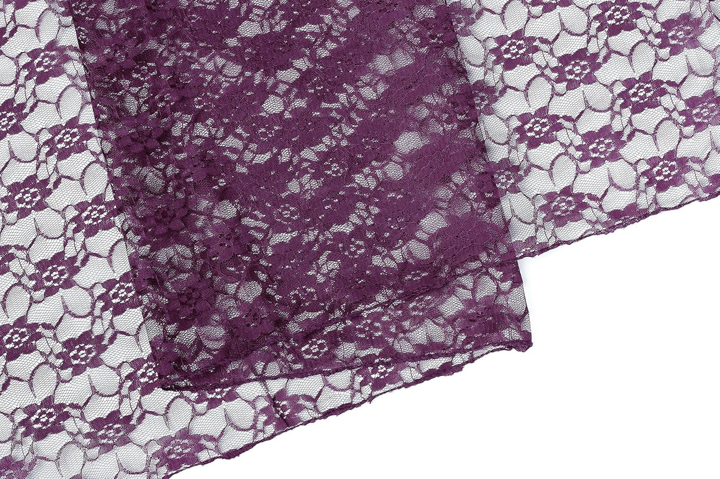 MDS Pack of 10 Wedding 12 x 108 inches Lace Table Runner for Wedding, Decorations for Birthday Parties, Banquets, Graduations, Engagements, and Runners fit Rectangle, Round Table- Plum