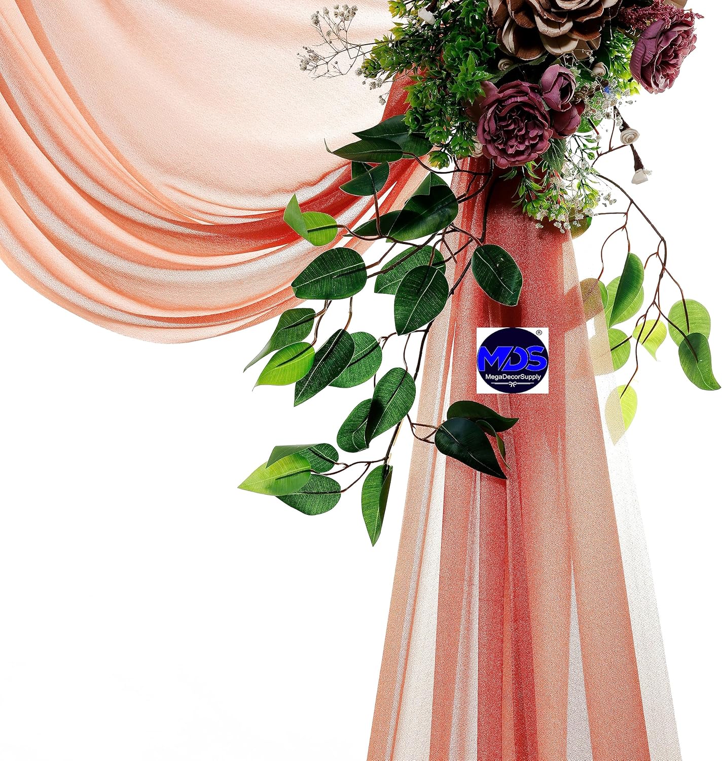 MDS Halloween Chiffon Draping Fabric - 1 Panel, 30" Wide x 30ft Long - Sheer Spooky Arbor & Canopy Drapery for Haunted House Backdrops, Party Ceilings, DIY Costumes & Themed Events - Terracotta