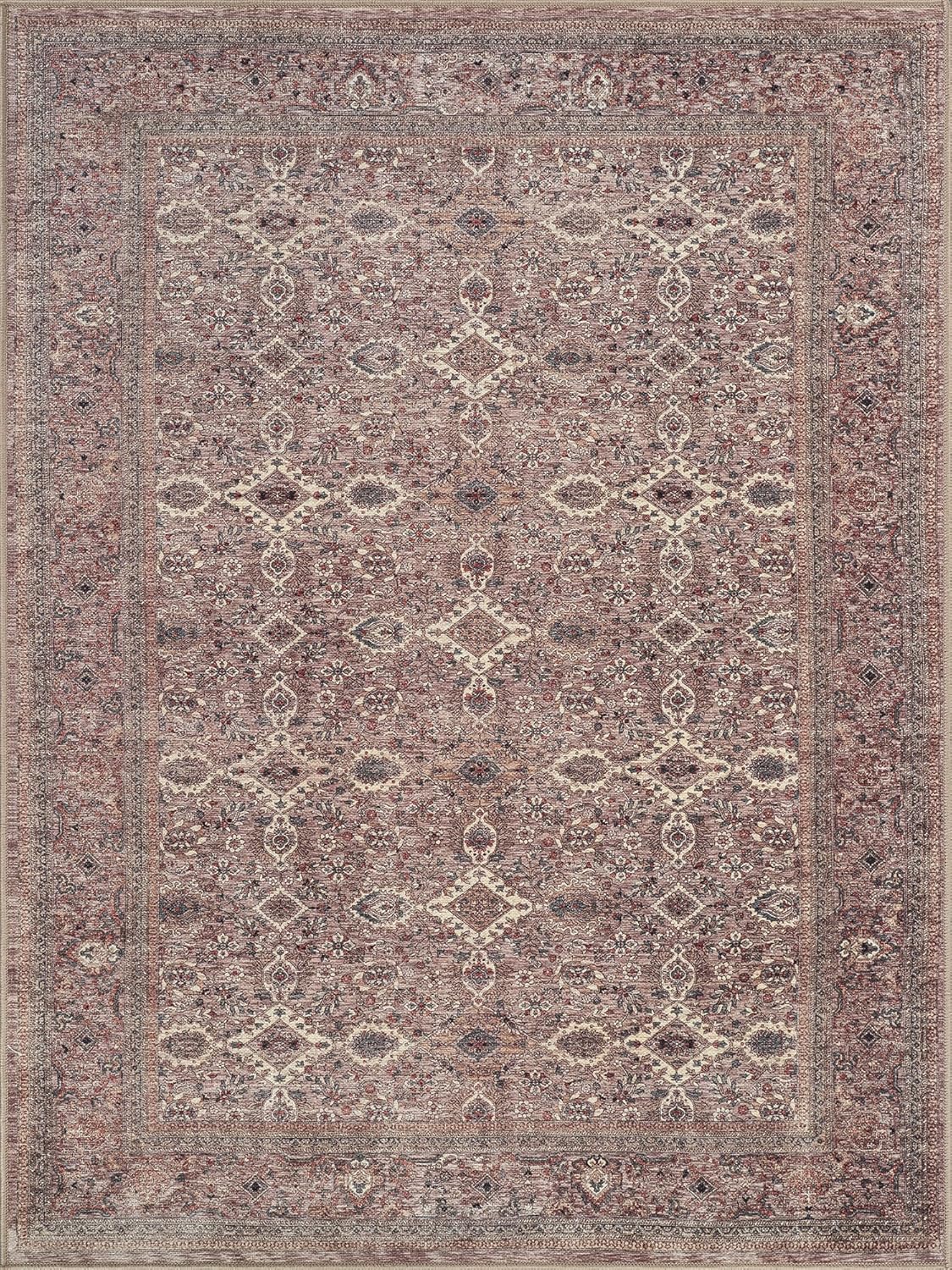 Bloom Rugs Washable Non-Slip 9' x 12' Rug - Beige Traditional Bordered Area Rug for Living Room, Bedroom, Dining Room, and Kitchen - Exact Size: 9' x 12'