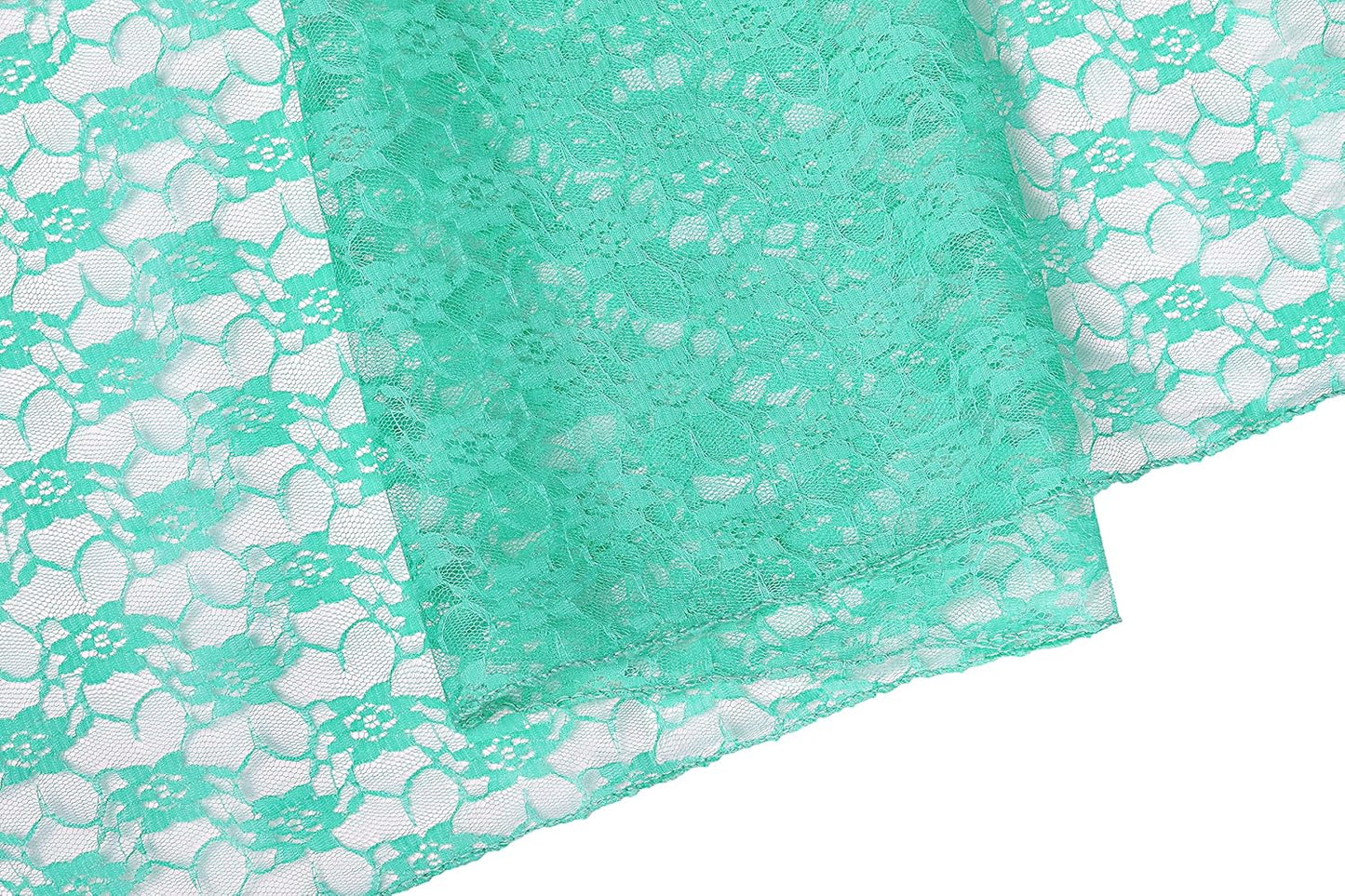 MDS Pack of 5 Wedding 12 x 108 inches Lace Table Runner for Wedding, Decorations for Birthday Parties, Banquets, Graduations, Engagements, and Runners fit Rectangle, Round Table- Mint