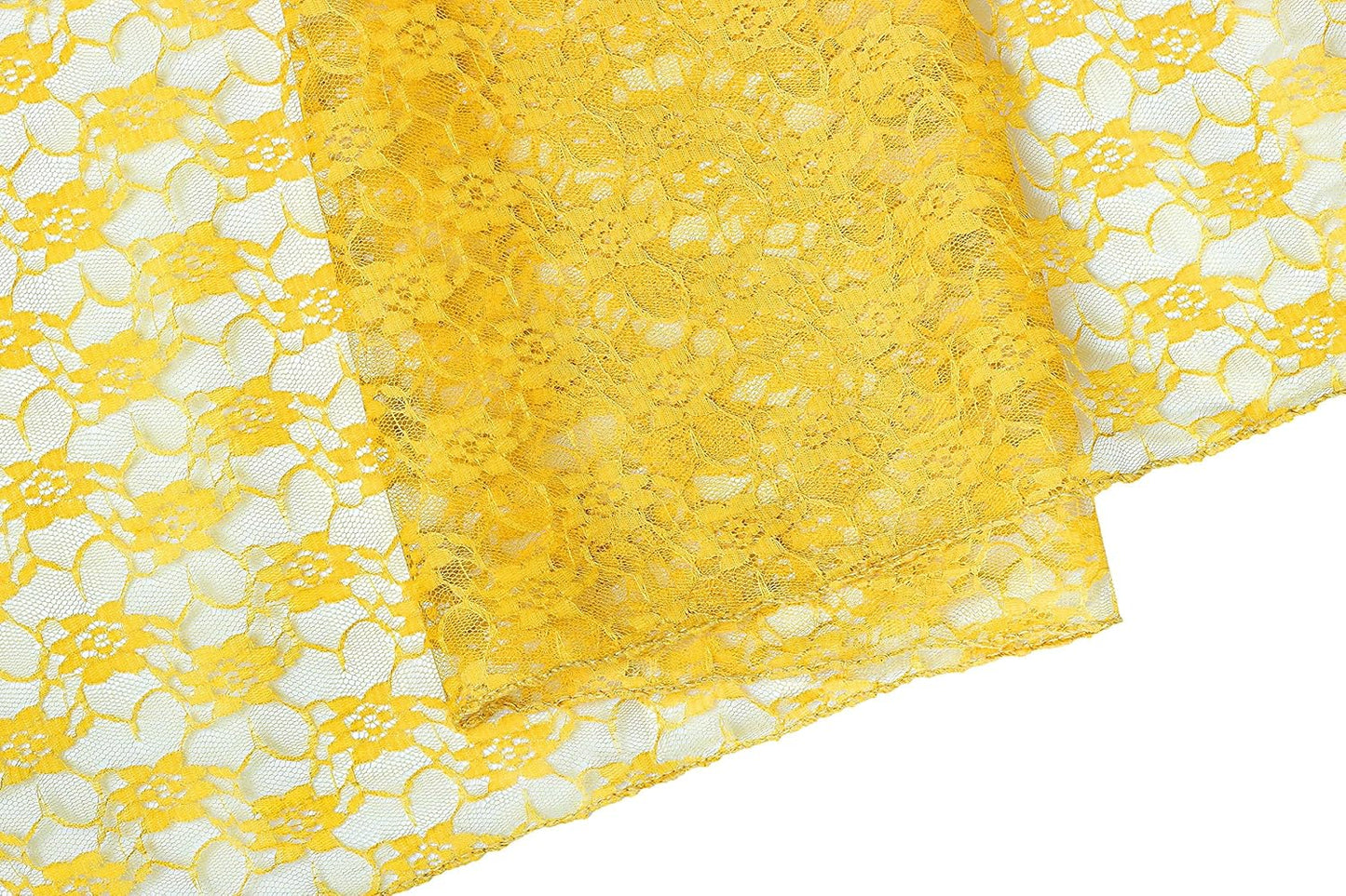 MDS Pack of 15 Wedding 12 x 108 inches Lace Table Runner for Wedding, Decorations for Birthday Parties, Banquets, Graduations, Engagements, and Runners fit Rectangle, Round Table- Yellow Gold