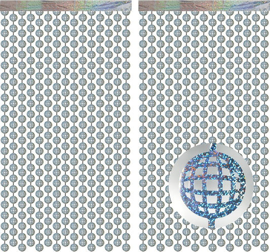 Discos Dancing Ball Shaped Party Backdrop - GREATRIL Prom Fringe Curtain Backdrop with Sparking Surface for Birthdays Discos Graduation New Years Party Decoration - 3.2ft x 6.5ft - 2 Packs