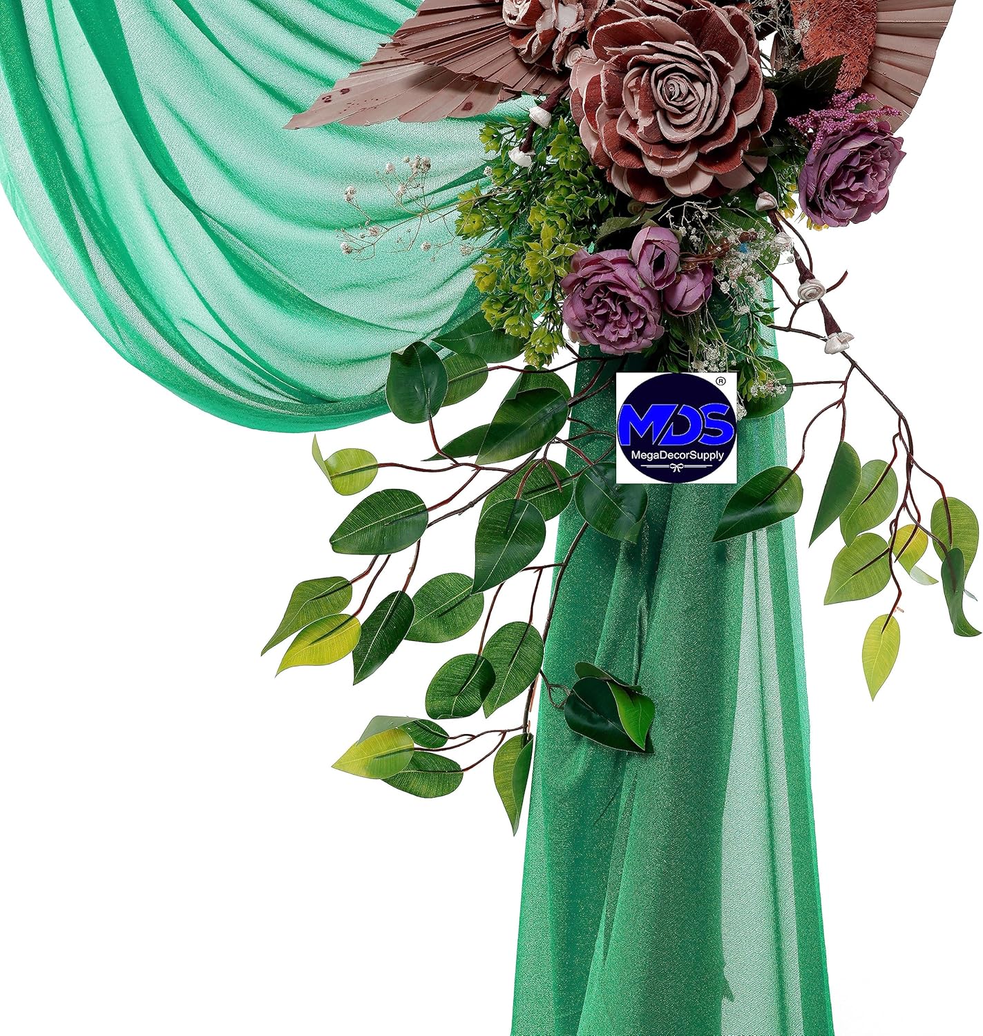 MDS Halloween Chiffon Draping Fabric - 1 Panel, 30" Wide x 40ft Long - Sheer Spooky Arbor & Canopy Drapery for Haunted House Backdrops, Party Ceilings, DIY Costumes & Themed Events - Emerald Green