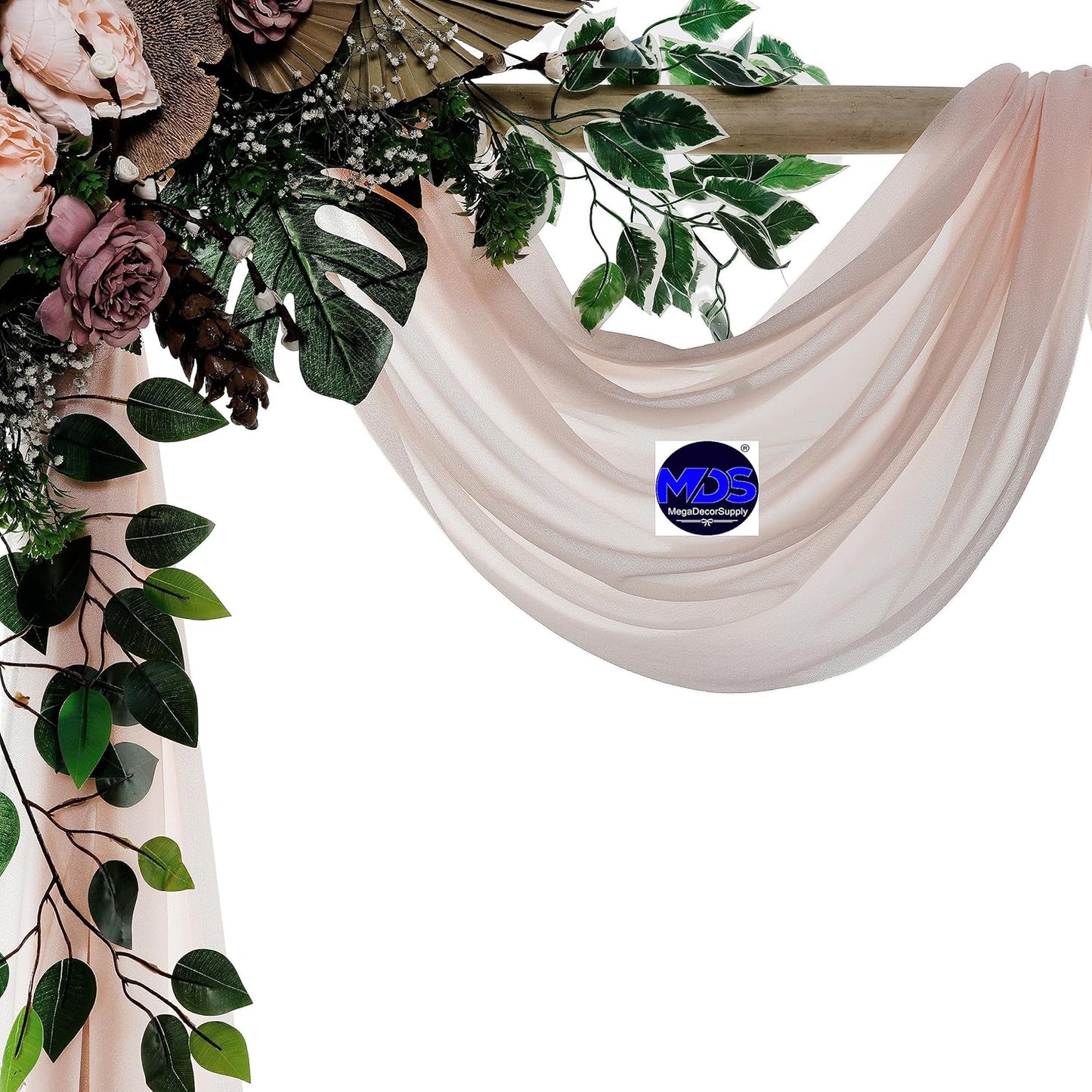 MDS Halloween Chiffon Draping Fabric - 2 Panel, 30" Wide x 20ft Long - Sheer Spooky Arbor & Canopy Drapery for Haunted House Backdrops, Party Ceilings, DIY Costumes & Themed Events - Nude