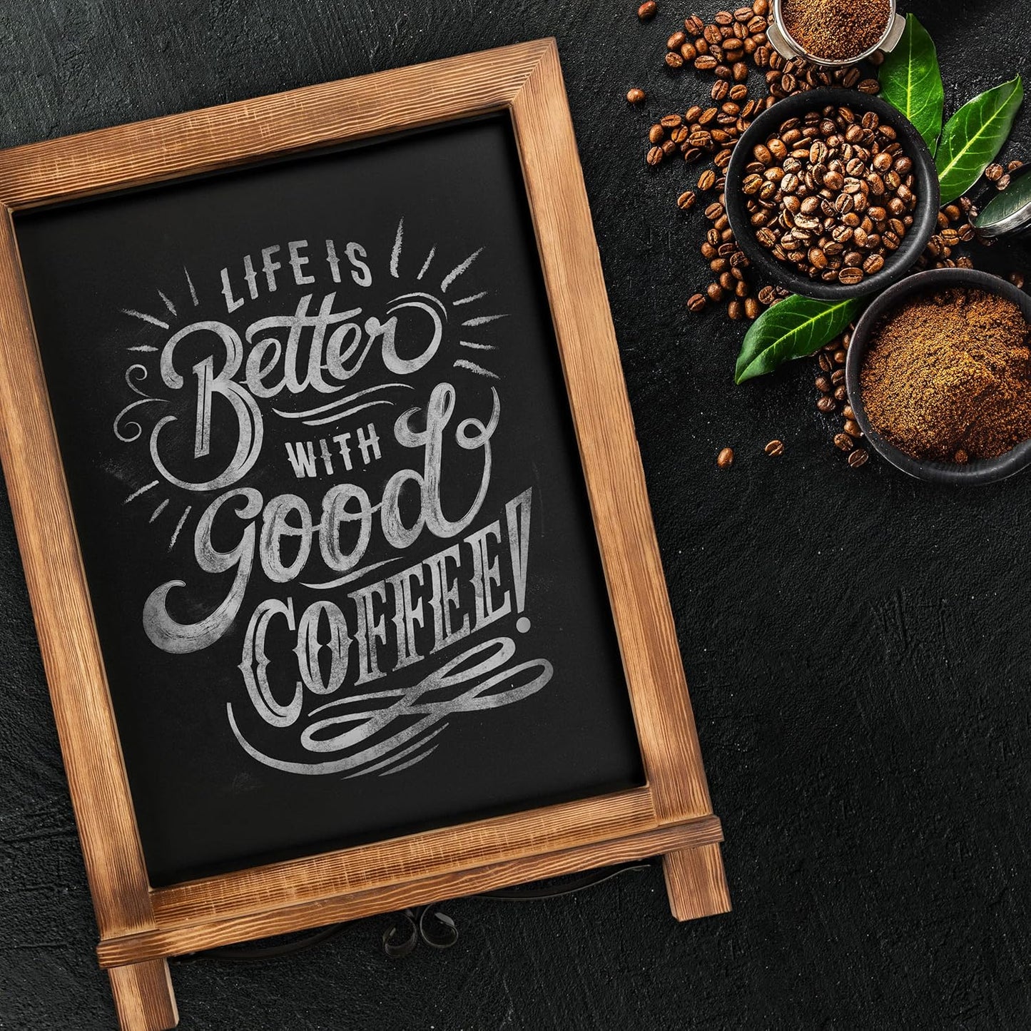 Rustic Torched Tabletop Chalkboard Sign/Hanging Magnetic Wall Chalkboard/Small Countertop Chalkboard Easel/Kitchen Countertop Memo Board / 12" x 17" in. Weddings, Birthdays, Baby Announcements