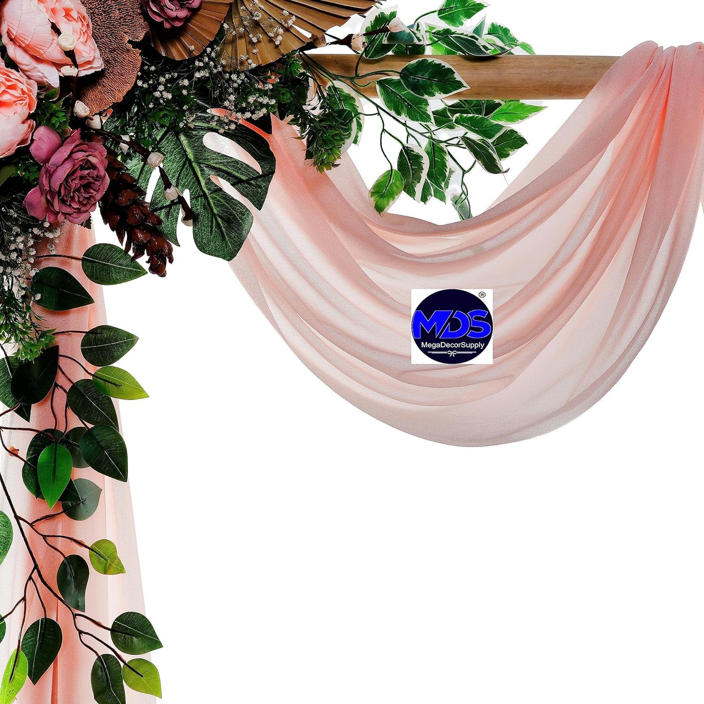 MDS Halloween Chiffon Draping Fabric - 1 Panel, 30" Wide x 30ft Long - Sheer Spooky Arbor & Canopy Drapery for Haunted House Backdrops, Party Ceilings, DIY Costumes & Themed Events - Dusty Rose