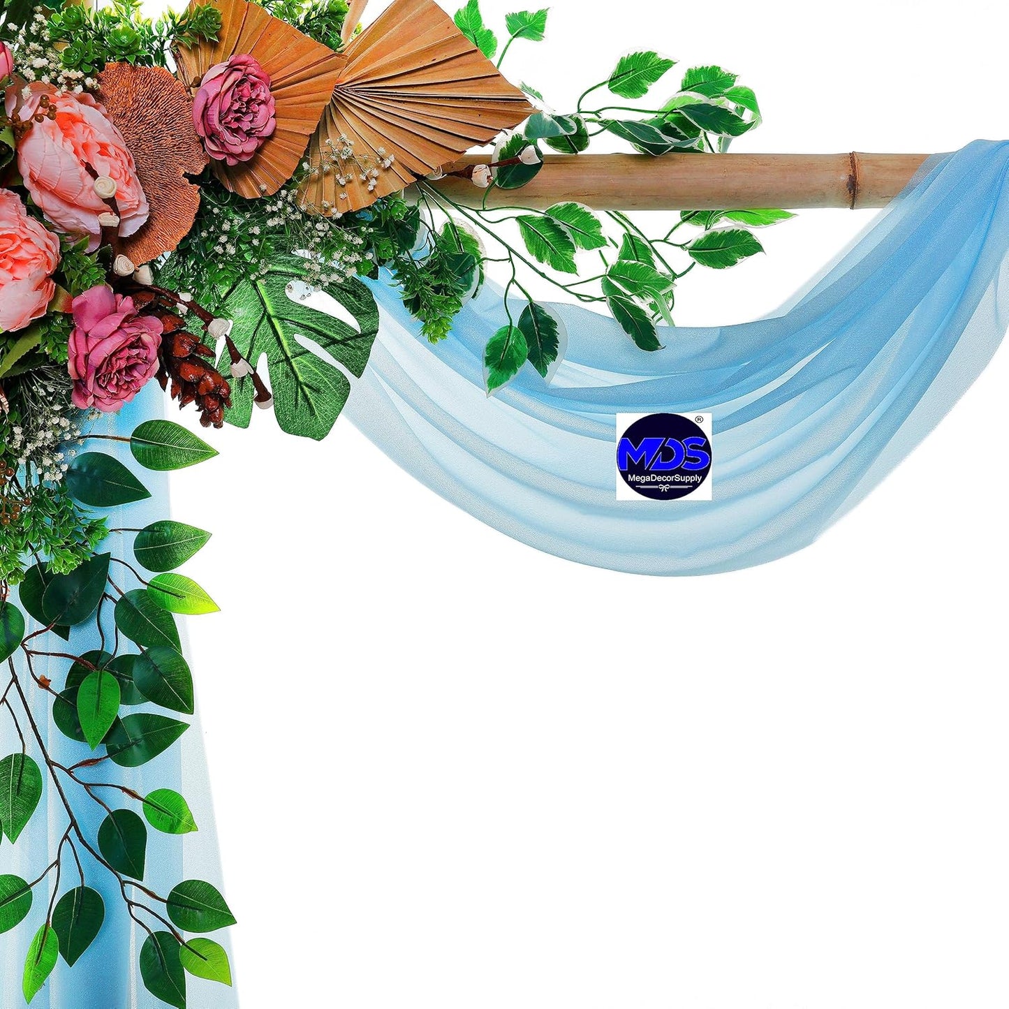 MDS Halloween Chiffon Draping Fabric - 1 Panel, 30" Wide x 40ft Long - Sheer Spooky Arbor & Canopy Drapery for Haunted House Backdrops, Party Ceilings, DIY Costumes & Themed Events - Turquoise