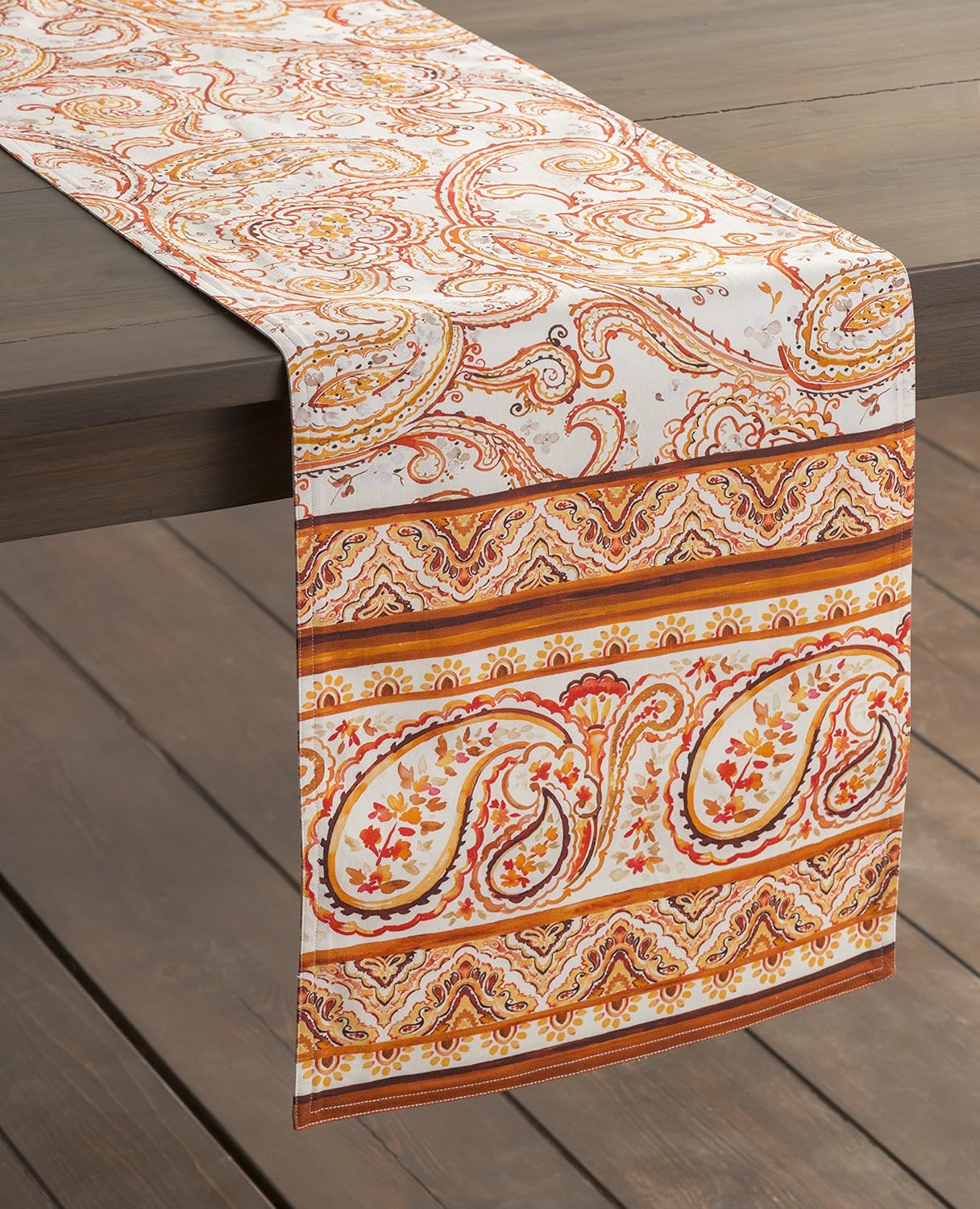 Maison d' Hermine Table Runner 100% Cotton Single Layer Table Runners 48 inches Long Decorative for Home Kitchen Dining Party Baby Shower Wedding Bridal Shower (Palatial Paisley, 14.50" x 48")