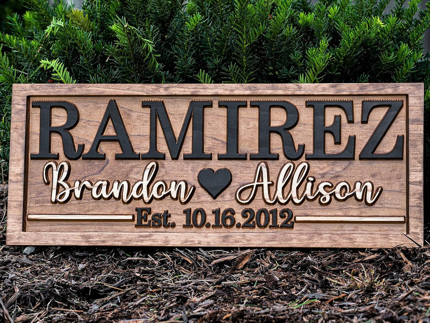 Bridal Shower Gift | Personalized Wedding Gift Last Name Established Sign | Anniversary | Engagement Gifts | Valentines Day Gift | Wood Wedding Sign | Name Heart Sign | Couples Gift