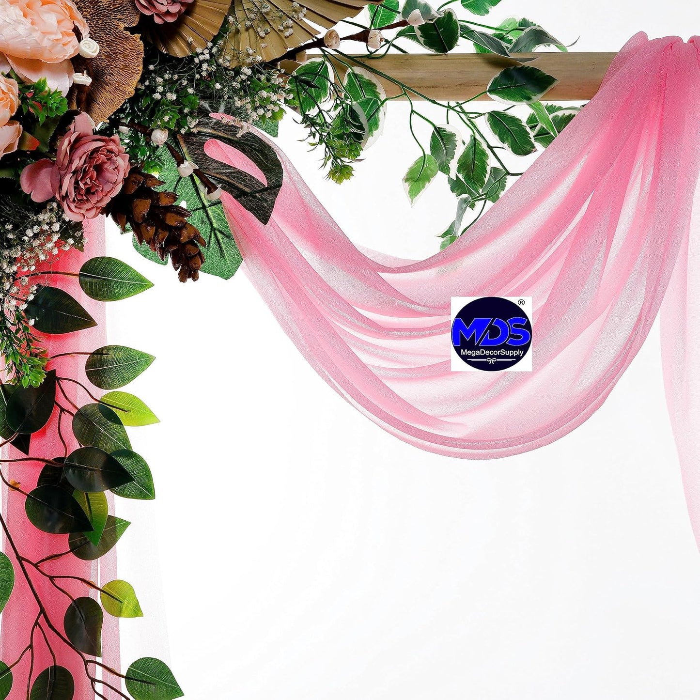 MDS Halloween Chiffon Draping Fabric - 1 Panel, 30" Wide x 100ft Long - Sheer Spooky Arbor & Canopy Drapery for Haunted House Backdrops, Party Ceilings, DIY Costumes & Themed Events - Coral