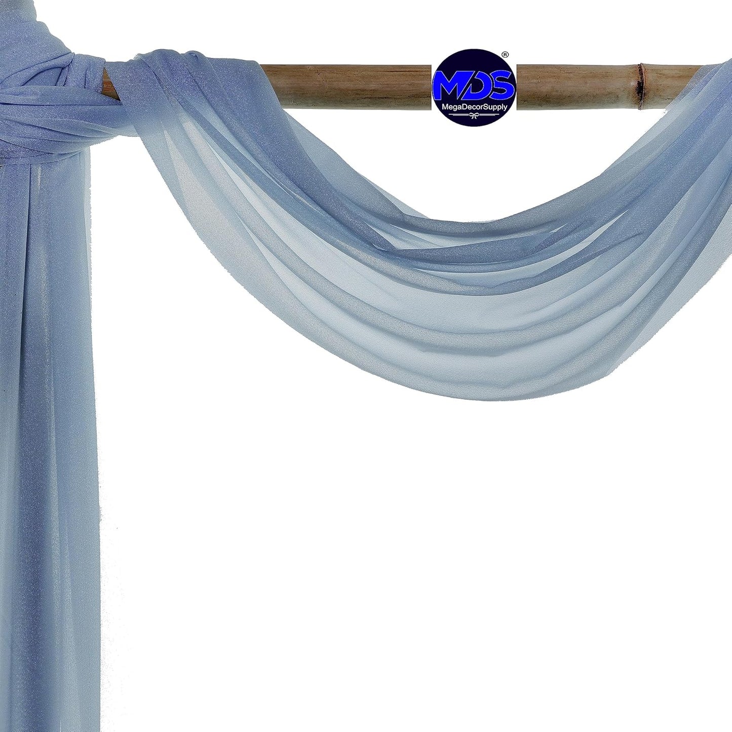 MDS Halloween Chiffon Draping Fabric - 2 Panel, 30" Wide x 100ft Long - Sheer Spooky Arbor & Canopy Drapery for Haunted House Backdrops, Party Ceilings, DIY Costumes & Themed Events - Dusty Blue