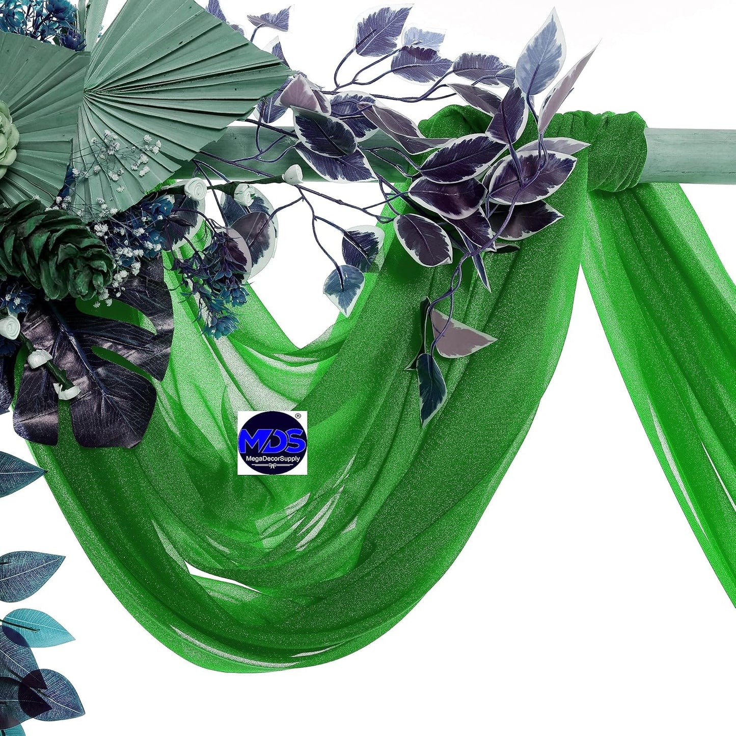 MDS Halloween Chiffon Draping Fabric - 1 Panel, 30" Wide x 40ft Long - Sheer Spooky Arbor & Canopy Drapery for Haunted House Backdrops, Party Ceilings, DIY Costumes & Themed Events - Green