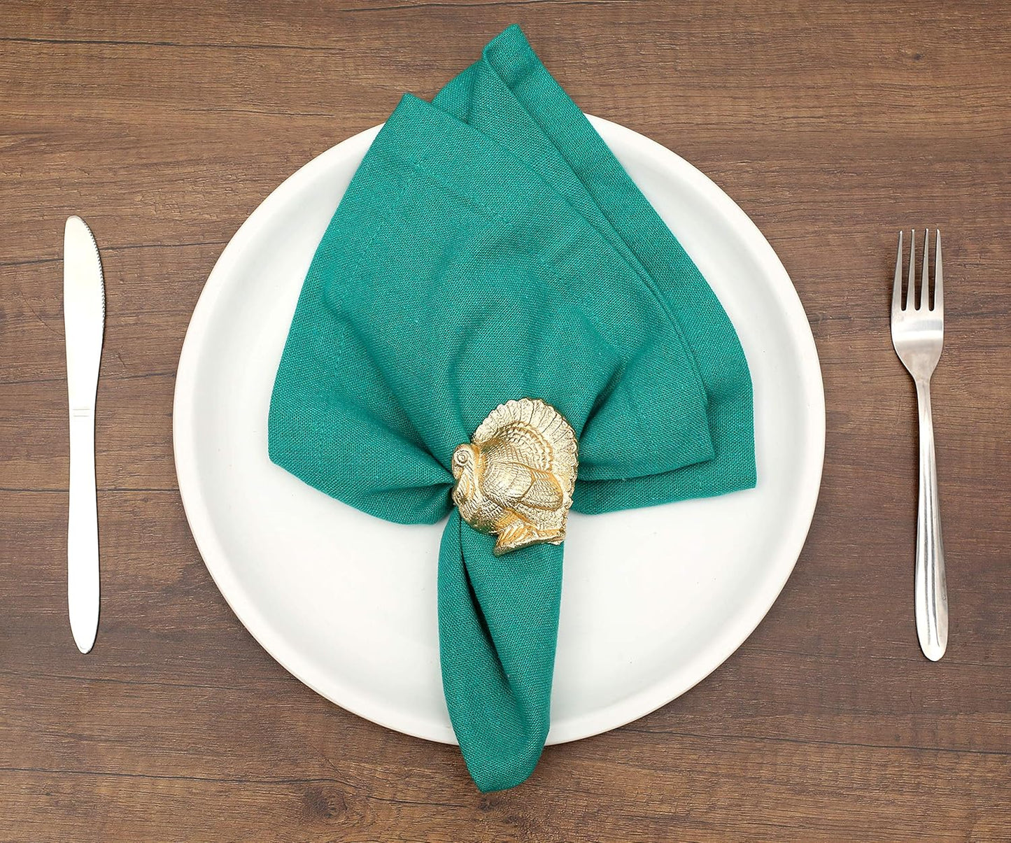 Gold Napkin Rings Set of 12 - Turkey Bird Stylish Metal Lightweight Serviette Holders for Elegant Table Settings | Perfect for Dinner Parties, Holidays, Weddings & Everyday Use - ALPHA Living HOME