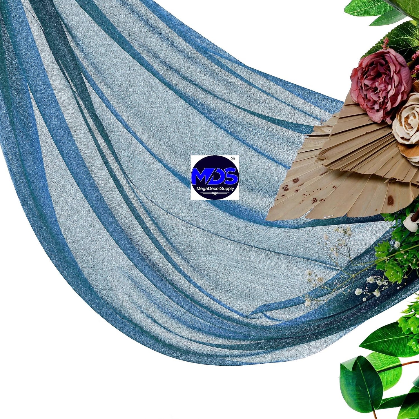 MDS Halloween Chiffon Draping Fabric - 2 Panel, 30" Wide x 20ft Long - Sheer Spooky Arbor & Canopy Drapery for Haunted House Backdrops, Party Ceilings, DIY Costumes & Themed Events - Dark Teal